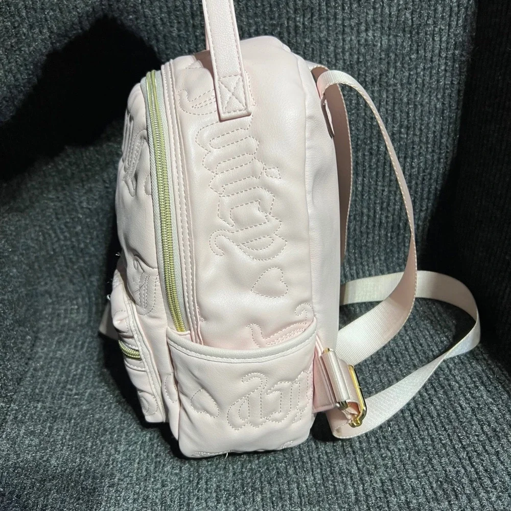 Juicy Couture Mini Backpack Womens Small Pink Embossed Logo Faux Leather Y2K Bag